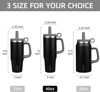 50 oz Insulated Tumbler with Handle, Straw & Lid, Stainless Steel