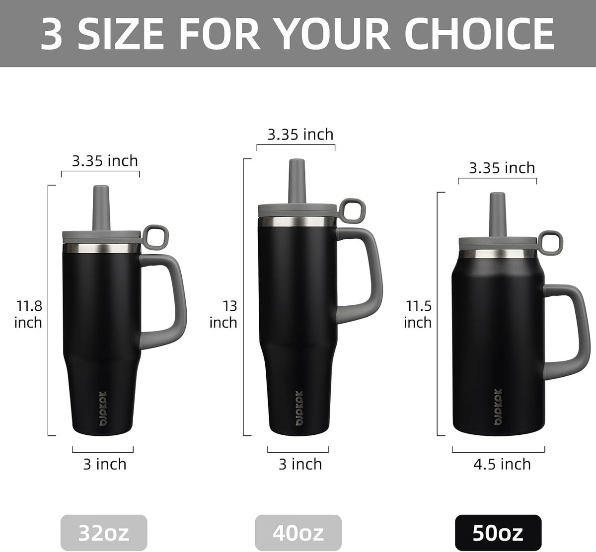 50 oz Insulated Tumbler with Handle, Straw & Lid, Stainless Steel