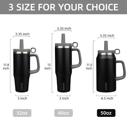50 oz Insulated Tumbler with Handle, Straw & Lid, Stainless Steel