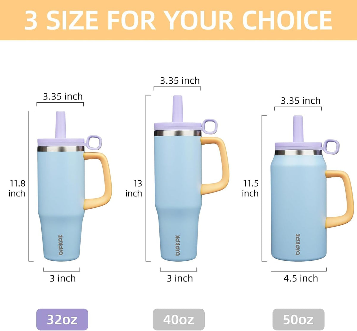 50 oz Insulated Tumbler with Handle, Straw & Lid, Stainless Steel