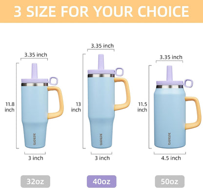 50 oz Insulated Tumbler with Handle, Straw & Lid, Stainless Steel