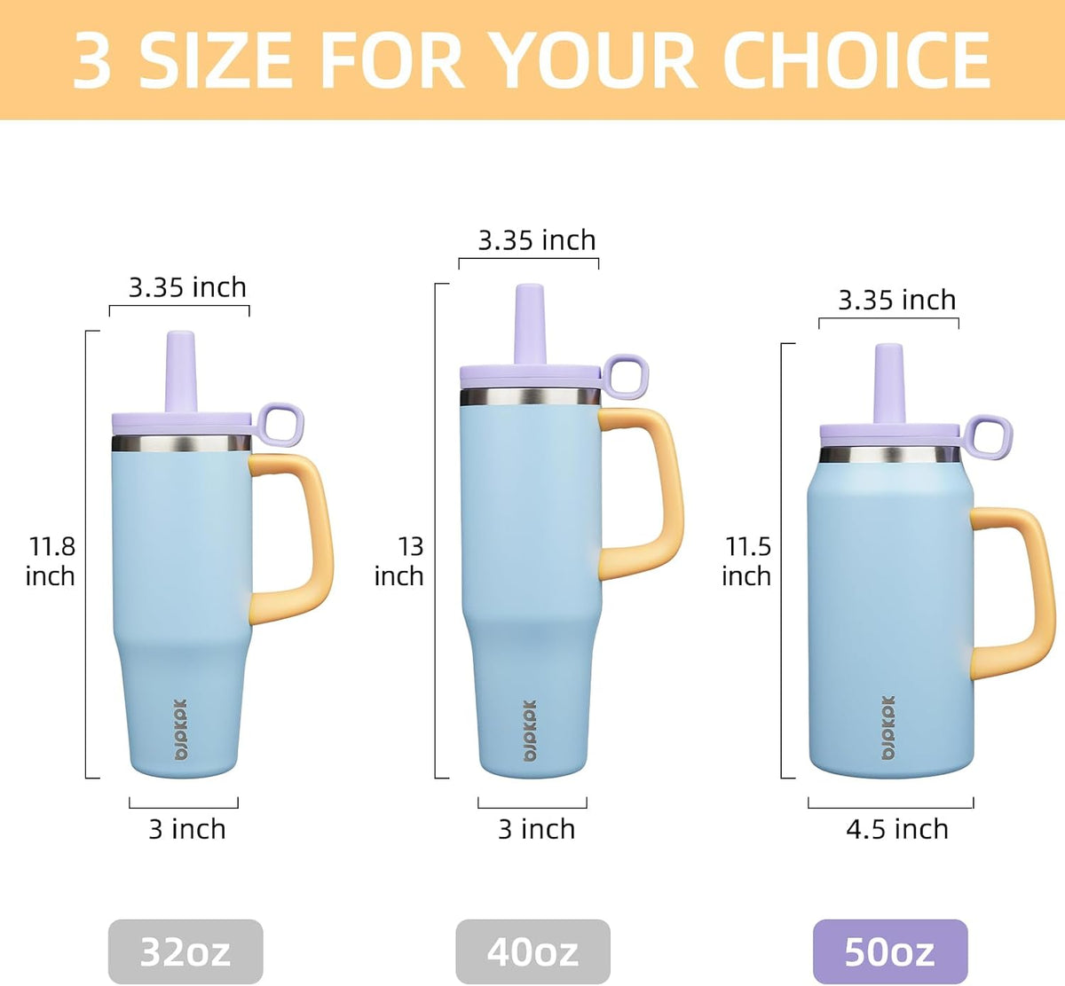 50 oz Insulated Tumbler with Handle, Straw & Lid, Stainless Steel