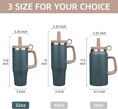50 oz Insulated Tumbler with Handle, Straw & Lid, Stainless Steel
