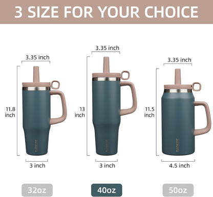 50 oz Insulated Tumbler with Handle, Straw & Lid, Stainless Steel