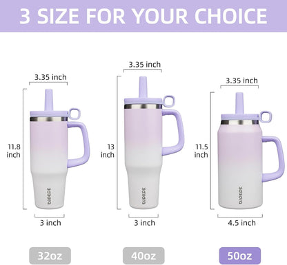 50 oz Insulated Tumbler with Handle, Straw & Lid, Stainless Steel