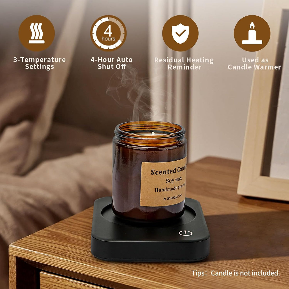 Coffee Mug Warmer for Desk with Auto Shut Off & 3-Temp Settings, Coffee Cup Warmer with Smart Safety Alert Home Office Accessory, Perfect for Coffee, Tea, Milk (No Mug)