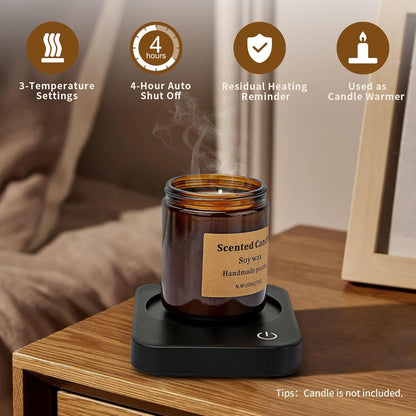 Coffee Mug Warmer for Desk with Auto Shut Off & 3-Temp Settings, Coffee Cup Warmer with Smart Safety Alert Home Office Accessory, Perfect for Coffee, Tea, Milk (No Mug)