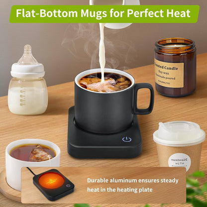 Coffee Mug Warmer for Desk with Auto Shut Off & 3-Temp Settings, Coffee Cup Warmer with Smart Safety Alert Home Office Accessory, Perfect for Coffee, Tea, Milk (No Mug)