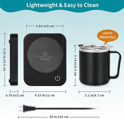 Coffee Mug Warmer for Desk with Auto Shut Off & 3-Temp Settings, Coffee Cup Warmer with Smart Safety Alert Home Office Accessory, Perfect for Coffee, Tea, Milk (No Mug)