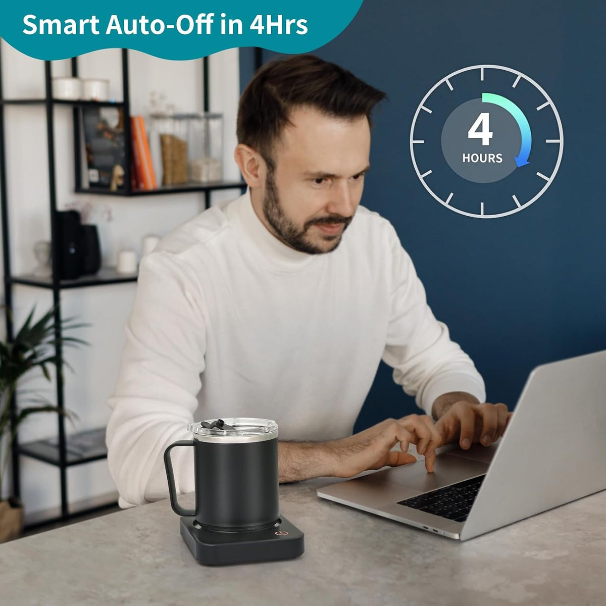 Coffee Mug Warmer for Desk with Auto Shut Off & 3-Temp Settings, Coffee Cup Warmer with Smart Safety Alert Home Office Accessory, Perfect for Coffee, Tea, Milk (No Mug)