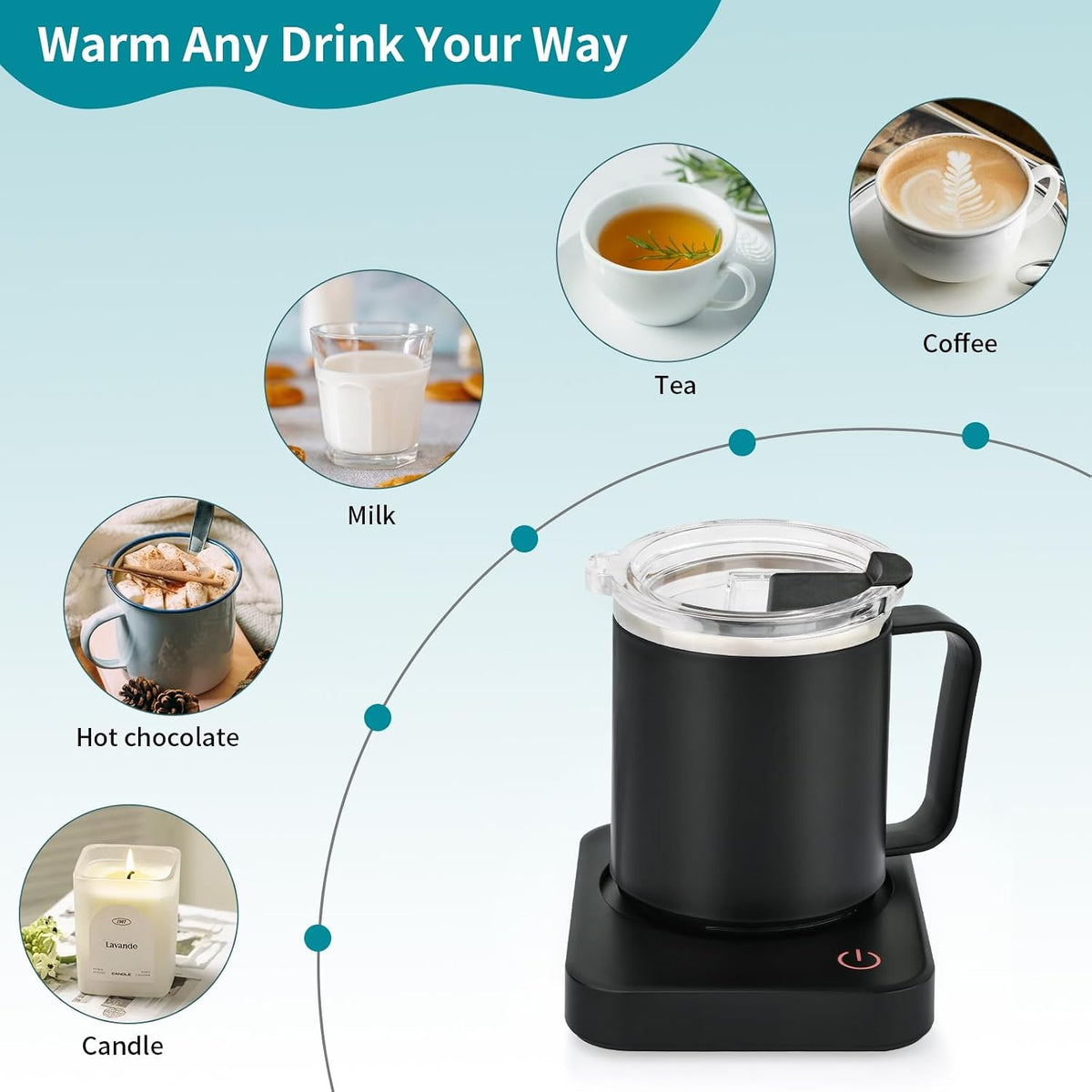 Coffee Mug Warmer for Desk with Auto Shut Off & 3-Temp Settings, Coffee Cup Warmer with Smart Safety Alert Home Office Accessory, Perfect for Coffee, Tea, Milk (No Mug)