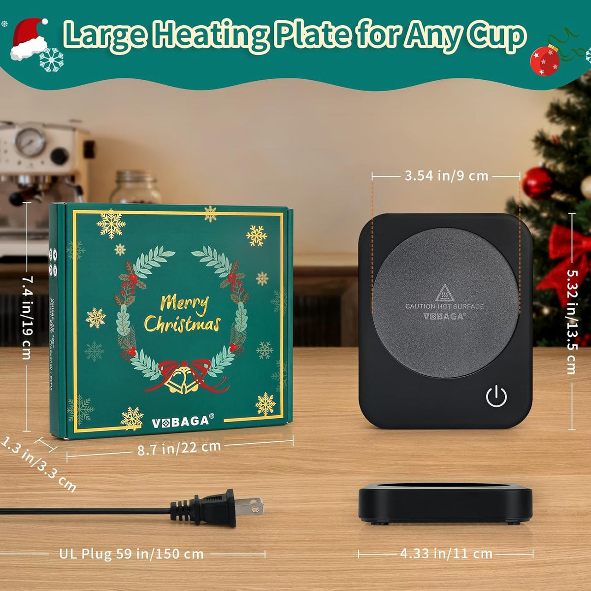 Coffee Mug Warmer for Desk with Auto Shut Off & 3-Temp Settings, Coffee Cup Warmer with Smart Safety Alert Home Office Accessory, Perfect for Coffee, Tea, Milk (No Mug)