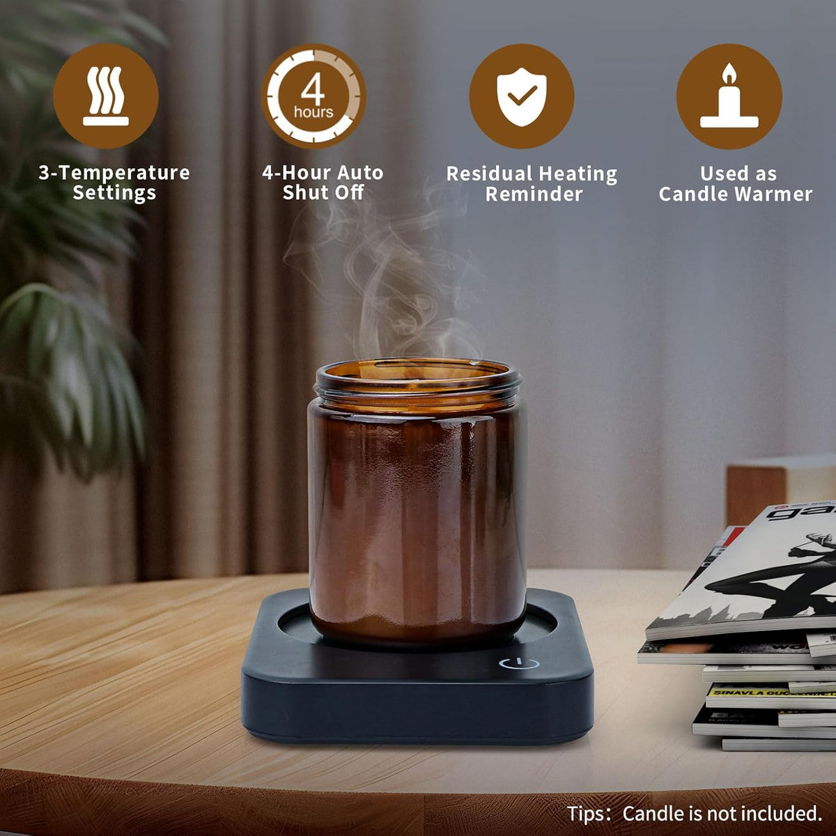 Coffee Mug Warmer for Desk with Auto Shut Off & 3-Temp Settings, Coffee Cup Warmer with Smart Safety Alert Home Office Accessory, Perfect for Coffee, Tea, Milk (No Mug)