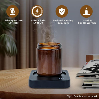 Coffee Mug Warmer for Desk with Auto Shut Off & 3-Temp Settings, Coffee Cup Warmer with Smart Safety Alert Home Office Accessory, Perfect for Coffee, Tea, Milk (No Mug)