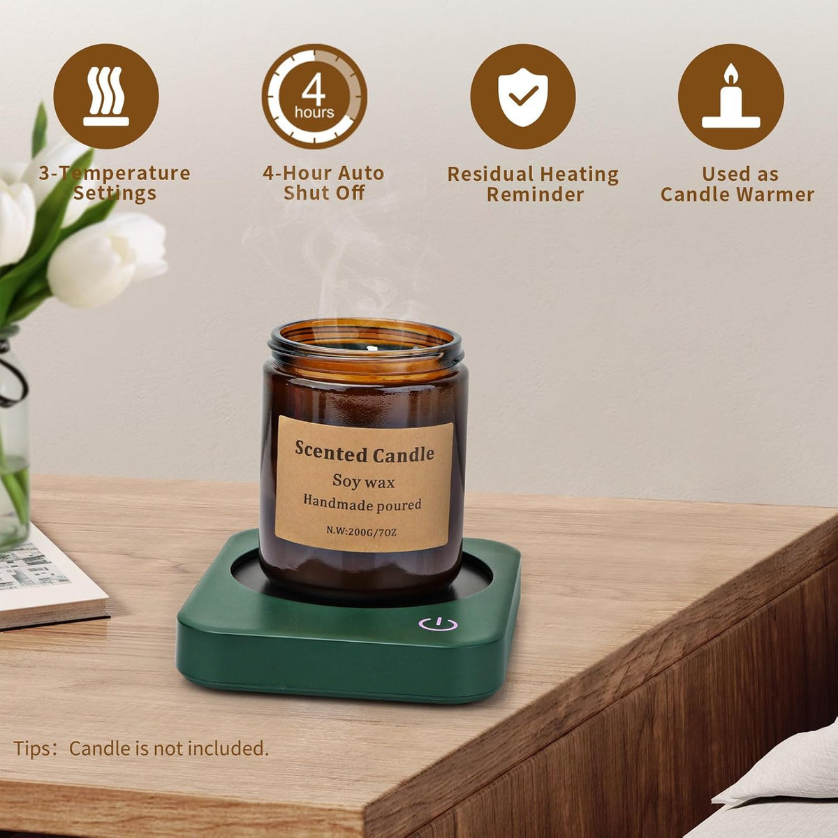 Coffee Mug Warmer for Desk with Auto Shut Off & 3-Temp Settings, Coffee Cup Warmer with Smart Safety Alert Home Office Accessory, Perfect for Coffee, Tea, Milk (No Mug)