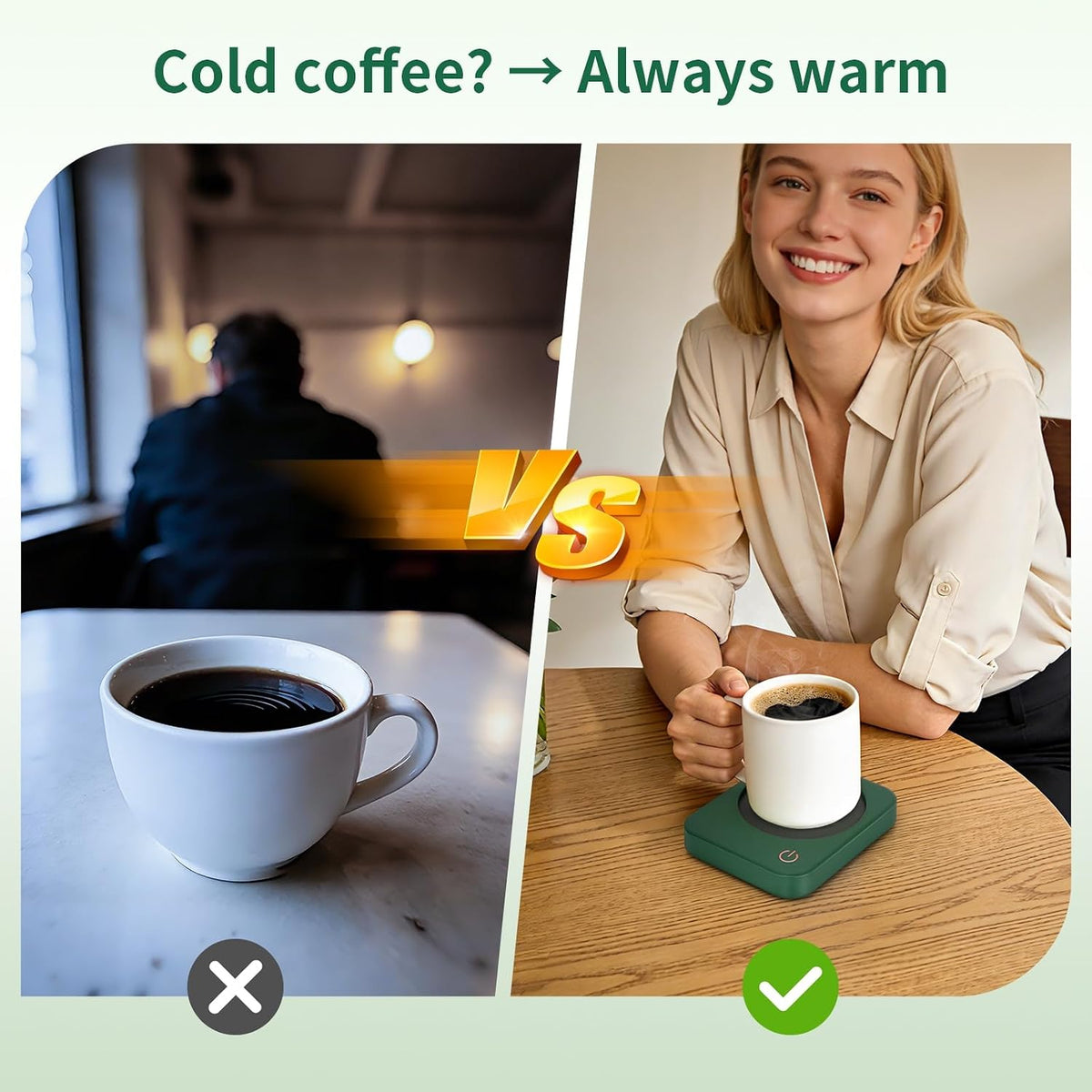 Coffee Mug Warmer for Desk with Auto Shut Off & 3-Temp Settings, Coffee Cup Warmer with Smart Safety Alert Home Office Accessory, Perfect for Coffee, Tea, Milk (No Mug)