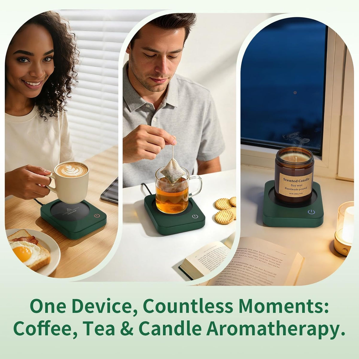 Coffee Mug Warmer for Desk with Auto Shut Off & 3-Temp Settings, Coffee Cup Warmer with Smart Safety Alert Home Office Accessory, Perfect for Coffee, Tea, Milk (No Mug)