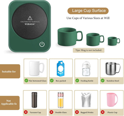 Coffee Mug Warmer for Desk with Auto Shut Off & 3-Temp Settings, Coffee Cup Warmer with Smart Safety Alert Home Office Accessory, Perfect for Coffee, Tea, Milk (No Mug)