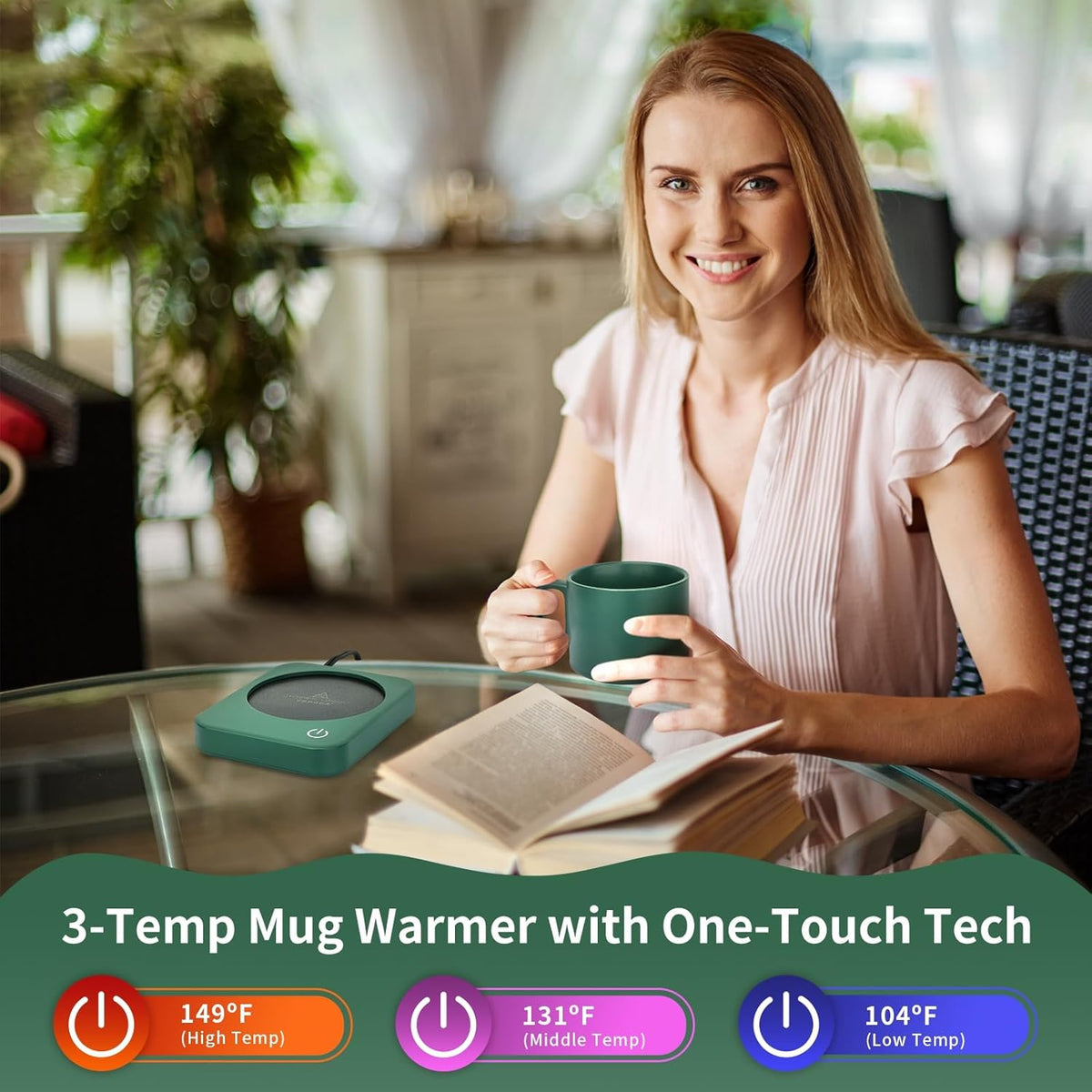 Coffee Mug Warmer for Desk with Auto Shut Off & 3-Temp Settings, Coffee Cup Warmer with Smart Safety Alert Home Office Accessory, Perfect for Coffee, Tea, Milk (No Mug)