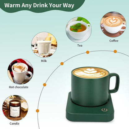 Coffee Mug Warmer for Desk with Auto Shut Off & 3-Temp Settings, Coffee Cup Warmer with Smart Safety Alert Home Office Accessory, Perfect for Coffee, Tea, Milk (No Mug)