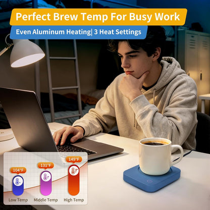 Coffee Mug Warmer for Desk with Auto Shut Off & 3-Temp Settings, Coffee Cup Warmer with Smart Safety Alert Home Office Accessory, Perfect for Coffee, Tea, Milk (No Mug)