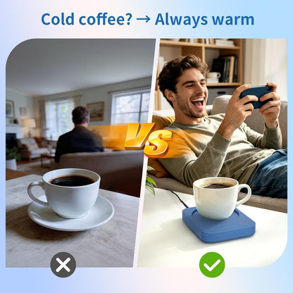 Coffee Mug Warmer for Desk with Auto Shut Off & 3-Temp Settings, Coffee Cup Warmer with Smart Safety Alert Home Office Accessory, Perfect for Coffee, Tea, Milk (No Mug)