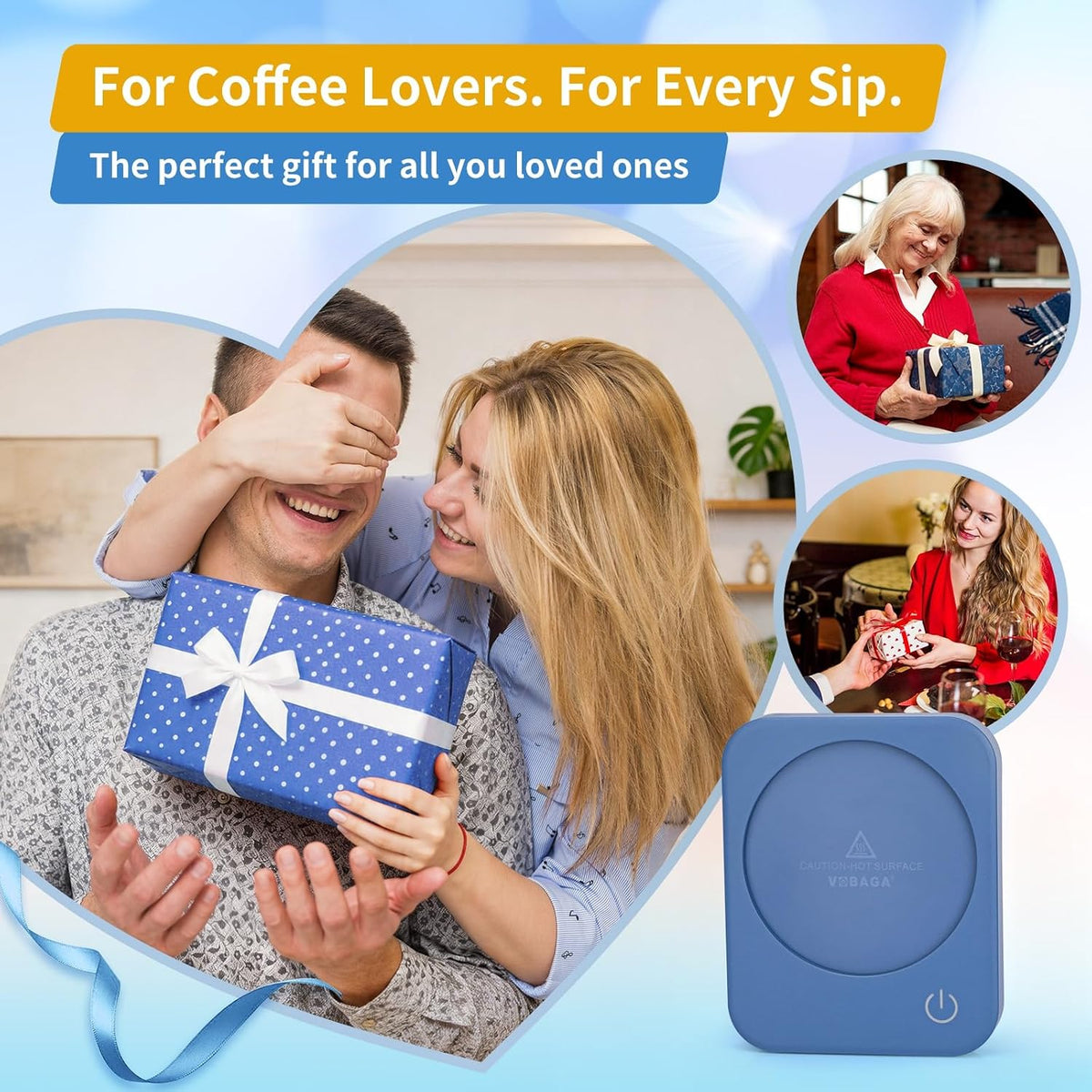 Coffee Mug Warmer for Desk with Auto Shut Off & 3-Temp Settings, Coffee Cup Warmer with Smart Safety Alert Home Office Accessory, Perfect for Coffee, Tea, Milk (No Mug)