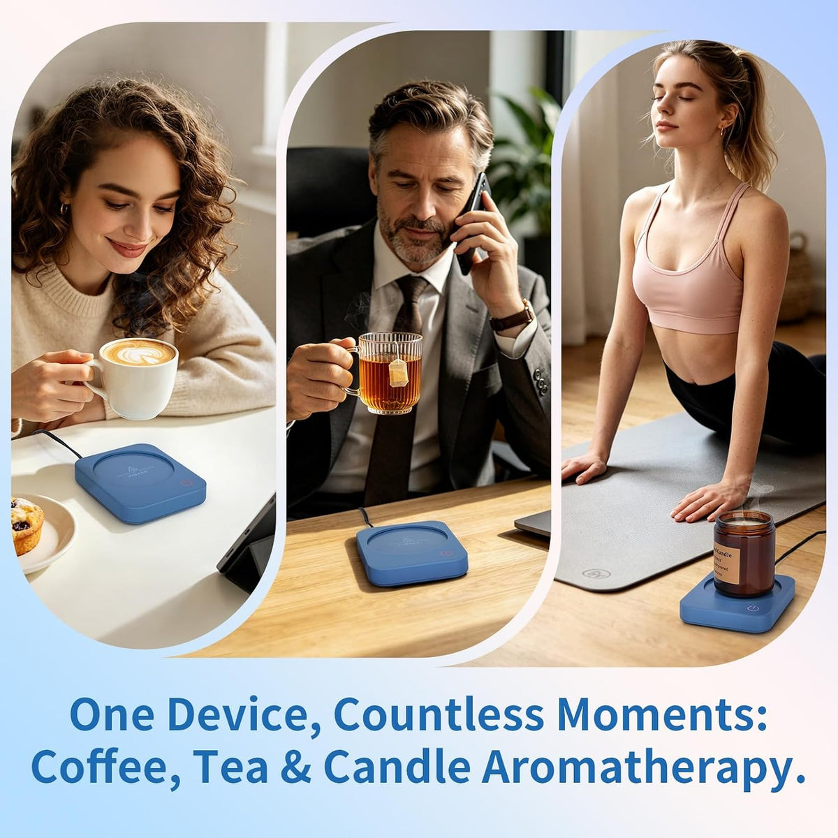 Coffee Mug Warmer for Desk with Auto Shut Off & 3-Temp Settings, Coffee Cup Warmer with Smart Safety Alert Home Office Accessory, Perfect for Coffee, Tea, Milk (No Mug)