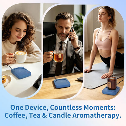 Coffee Mug Warmer for Desk with Auto Shut Off & 3-Temp Settings, Coffee Cup Warmer with Smart Safety Alert Home Office Accessory, Perfect for Coffee, Tea, Milk (No Mug)