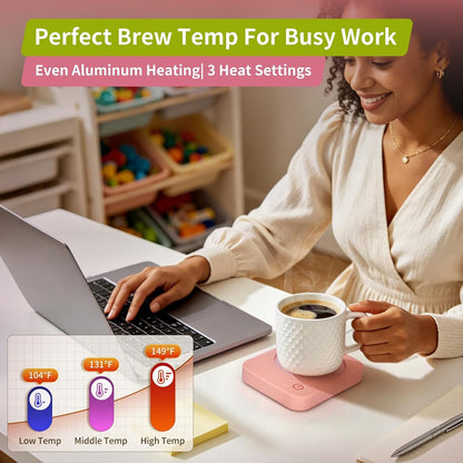 Coffee Mug Warmer for Desk with Auto Shut Off & 3-Temp Settings, Coffee Cup Warmer with Smart Safety Alert Home Office Accessory, Perfect for Coffee, Tea, Milk (No Mug)