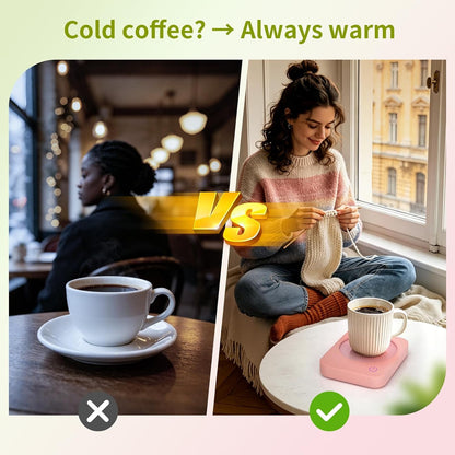 Coffee Mug Warmer for Desk with Auto Shut Off & 3-Temp Settings, Coffee Cup Warmer with Smart Safety Alert Home Office Accessory, Perfect for Coffee, Tea, Milk (No Mug)
