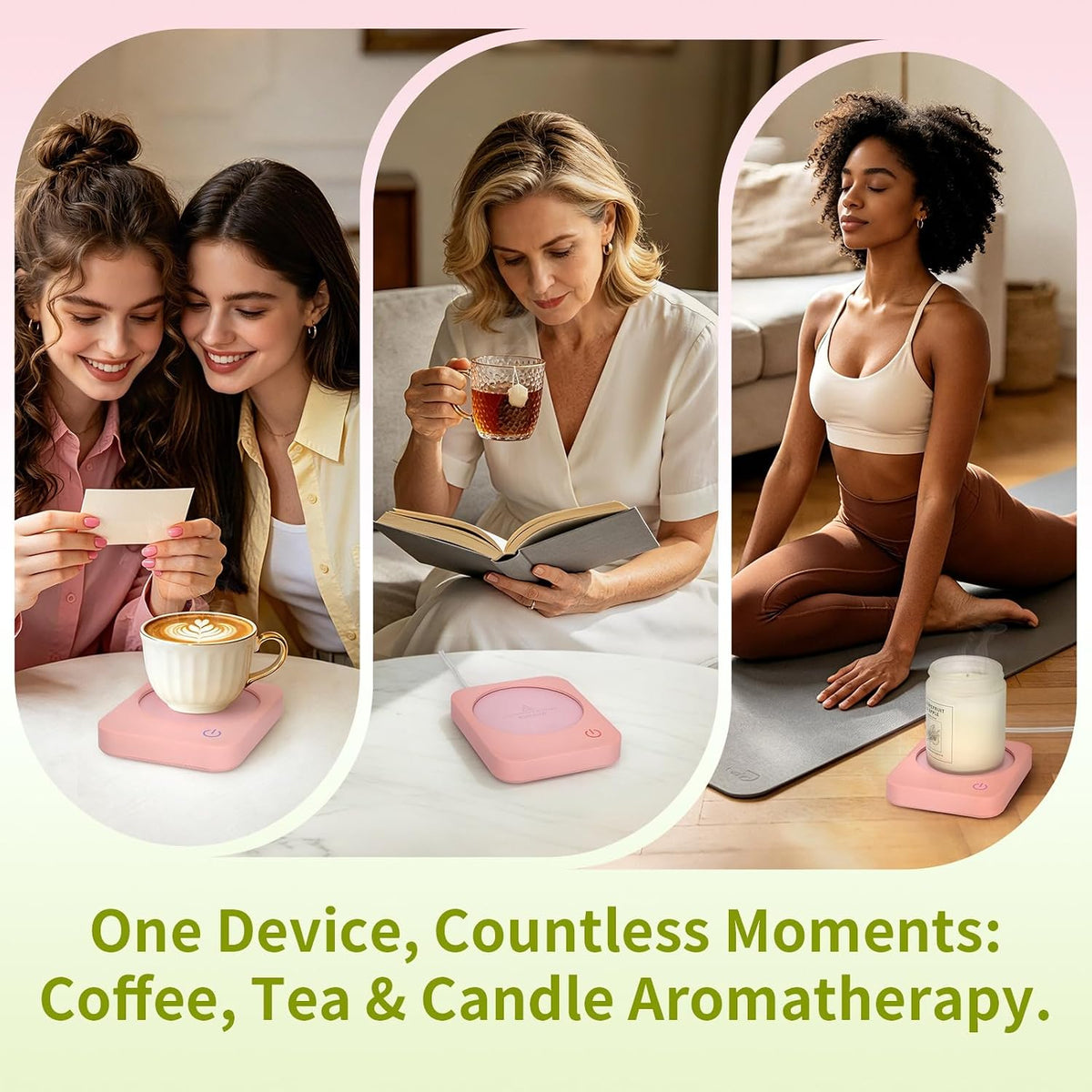 Coffee Mug Warmer for Desk with Auto Shut Off & 3-Temp Settings, Coffee Cup Warmer with Smart Safety Alert Home Office Accessory, Perfect for Coffee, Tea, Milk (No Mug)