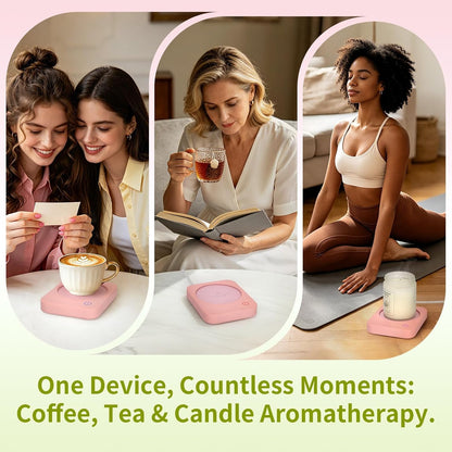 Coffee Mug Warmer for Desk with Auto Shut Off & 3-Temp Settings, Coffee Cup Warmer with Smart Safety Alert Home Office Accessory, Perfect for Coffee, Tea, Milk (No Mug)