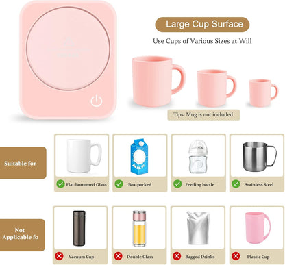 Coffee Mug Warmer for Desk with Auto Shut Off & 3-Temp Settings, Coffee Cup Warmer with Smart Safety Alert Home Office Accessory, Perfect for Coffee, Tea, Milk (No Mug)