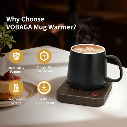 Coffee Mug Warmer for Desk with Auto Shut Off & 3-Temp Settings, Coffee Cup Warmer with Smart Safety Alert Home Office Accessory, Perfect for Coffee, Tea, Milk (No Mug)