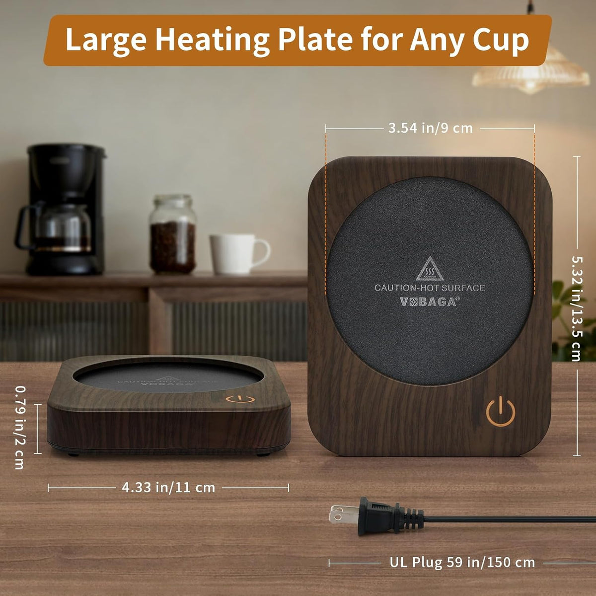 Coffee Mug Warmer for Desk with Auto Shut Off & 3-Temp Settings, Coffee Cup Warmer with Smart Safety Alert Home Office Accessory, Perfect for Coffee, Tea, Milk (No Mug)