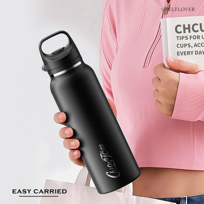 Vacuum Cup Keep Coffee Hot/Cold 12h Long Time, Lock Lid 100% Leakproof Insulated Water Bottle Burckle Car Holder Tumbler, Easy Carried, 20oz White