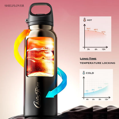 Vacuum Cup Keep Coffee Hot/Cold 12h Long Time, Lock Lid 100% Leakproof Insulated Water Bottle Burckle Car Holder Tumbler, Easy Carried, 20oz White