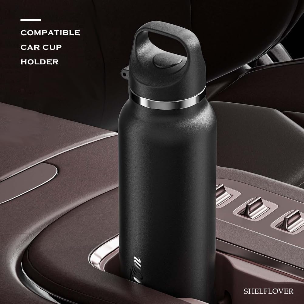 Vacuum Cup Keep Coffee Hot/Cold 12h Long Time, Lock Lid 100% Leakproof Insulated Water Bottle Burckle Car Holder Tumbler, Easy Carried, 20oz White