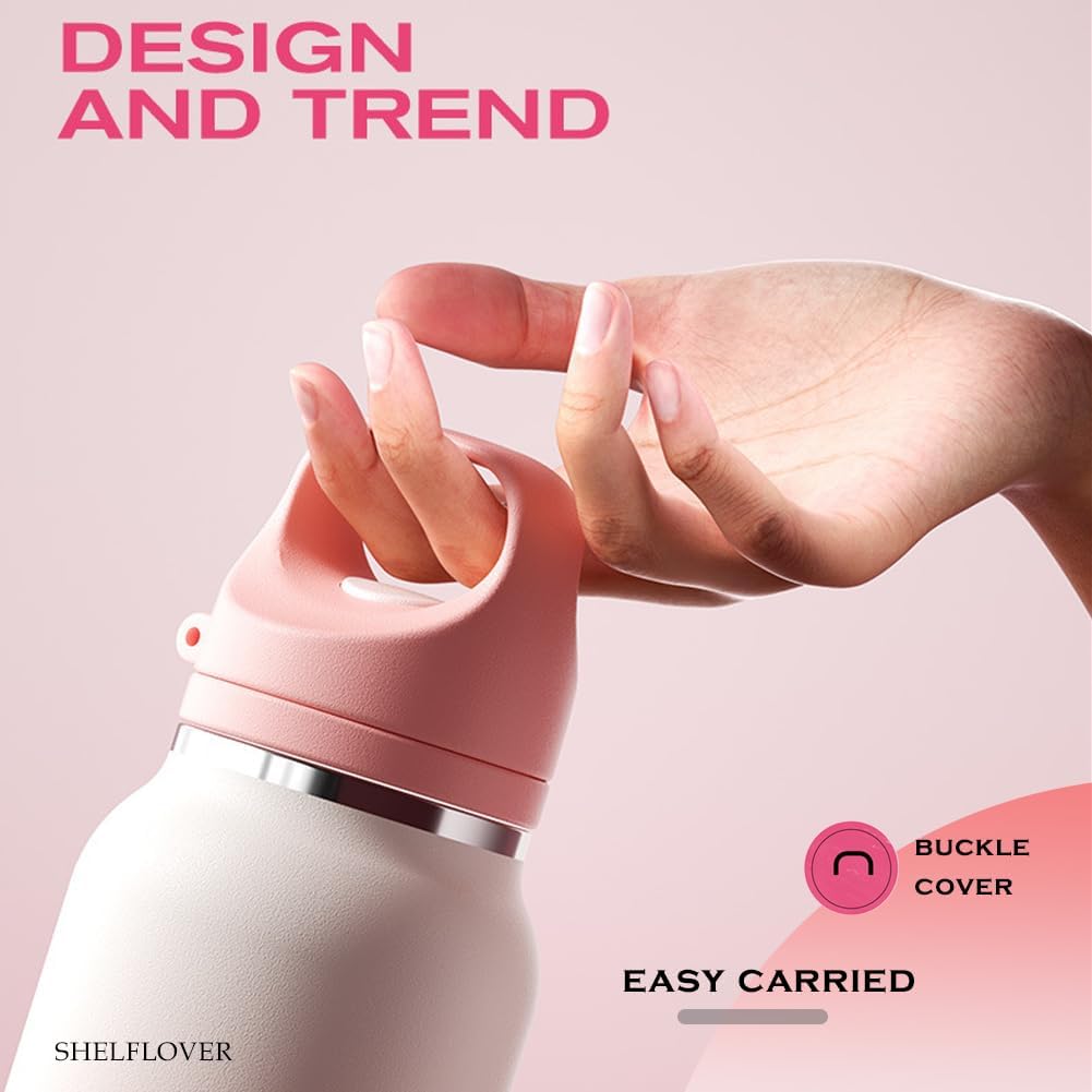 Vacuum Cup Keep Coffee Hot/Cold 12h Long Time, Lock Lid 100% Leakproof Insulated Water Bottle Burckle Car Holder Tumbler, Easy Carried, 20oz White