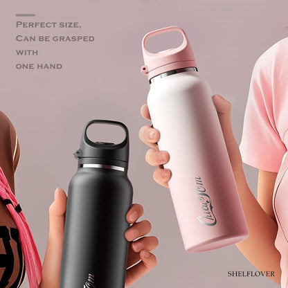 Vacuum Cup Keep Coffee Hot/Cold 12h Long Time, Lock Lid 100% Leakproof Insulated Water Bottle Burckle Car Holder Tumbler, Easy Carried, 20oz White