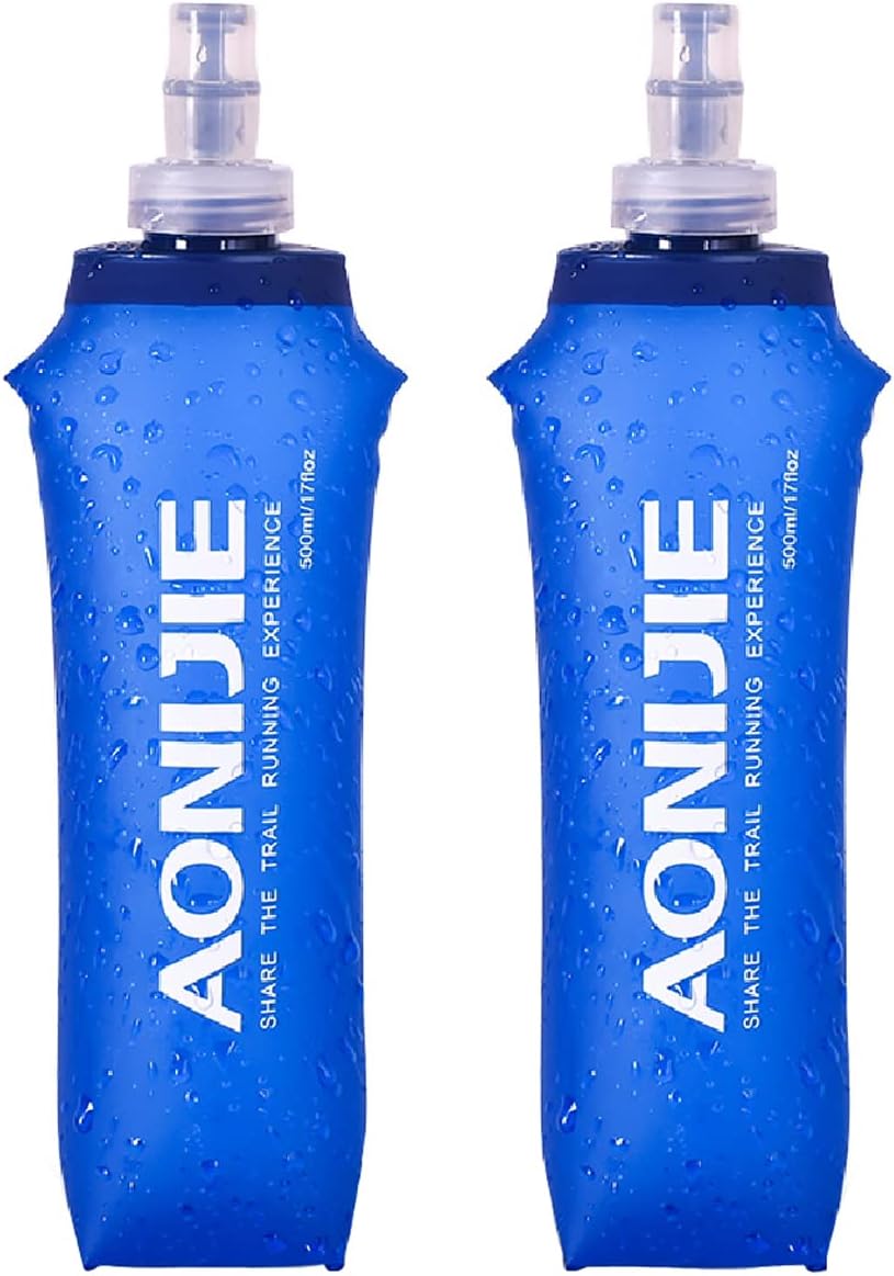 Azarxis TPU Soft Flask Collapsible Water Bottles BPA-Free 250ml 350ml 500ml for Hydration Vest Pack Running Hiking Cycling Climbing