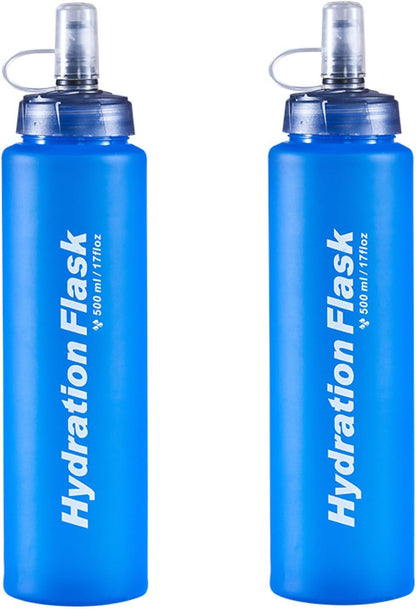 Azarxis TPU Soft Flask Collapsible Water Bottles BPA-Free 250ml 350ml 500ml for Hydration Vest Pack Running Hiking Cycling Climbing
