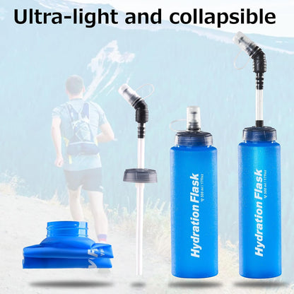 Azarxis TPU Soft Flask Collapsible Water Bottles BPA-Free 250ml 350ml 500ml for Hydration Vest Pack Running Hiking Cycling Climbing