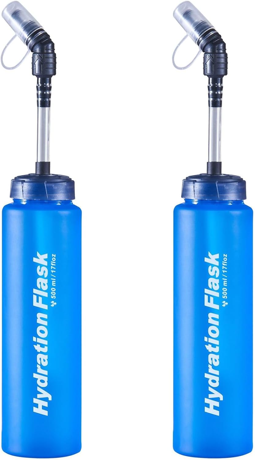 Azarxis TPU Soft Flask Collapsible Water Bottles BPA-Free 250ml 350ml 500ml for Hydration Vest Pack Running Hiking Cycling Climbing