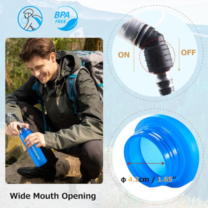Azarxis TPU Soft Flask Collapsible Water Bottles BPA-Free 250ml 350ml 500ml for Hydration Vest Pack Running Hiking Cycling Climbing