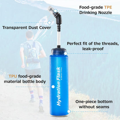 Azarxis TPU Soft Flask Collapsible Water Bottles BPA-Free 250ml 350ml 500ml for Hydration Vest Pack Running Hiking Cycling Climbing