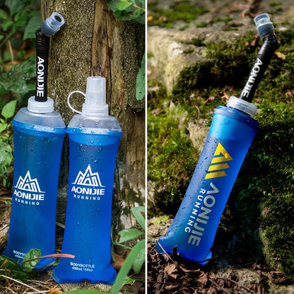 Azarxis TPU Soft Flask Collapsible Water Bottles BPA-Free 250ml 350ml 500ml for Hydration Vest Pack Running Hiking Cycling Climbing