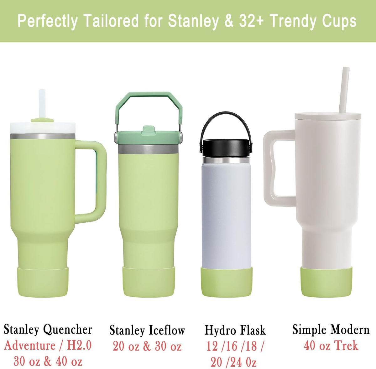 2-Pack Silicone Boots for Stanley, Owala & More, Fits Select Cups & Bottles