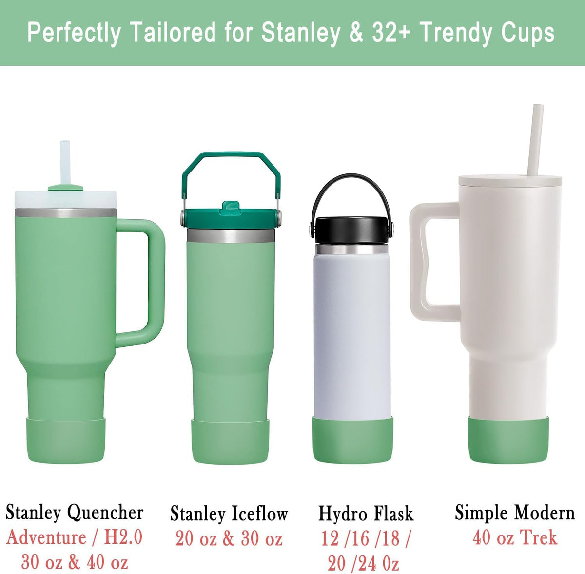 2-Pack Silicone Boots for Stanley, Owala & More, Fits Select Cups & Bottles